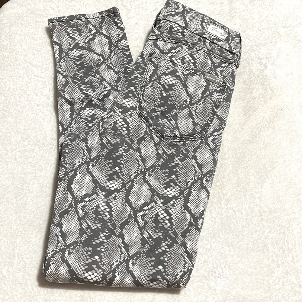 Seven 7 Tummyless High Rise Skinny Snake Skin Print Pants